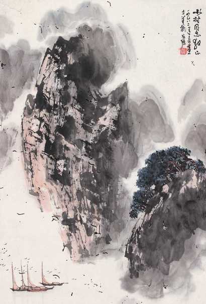 杜应强 山水 镜心